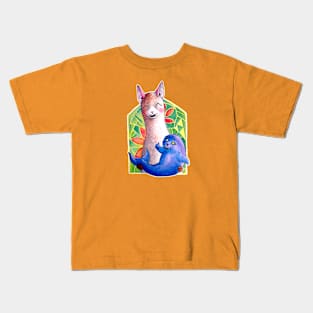 Kawaii Alpaca and the Seal of Approval Kids T-Shirt